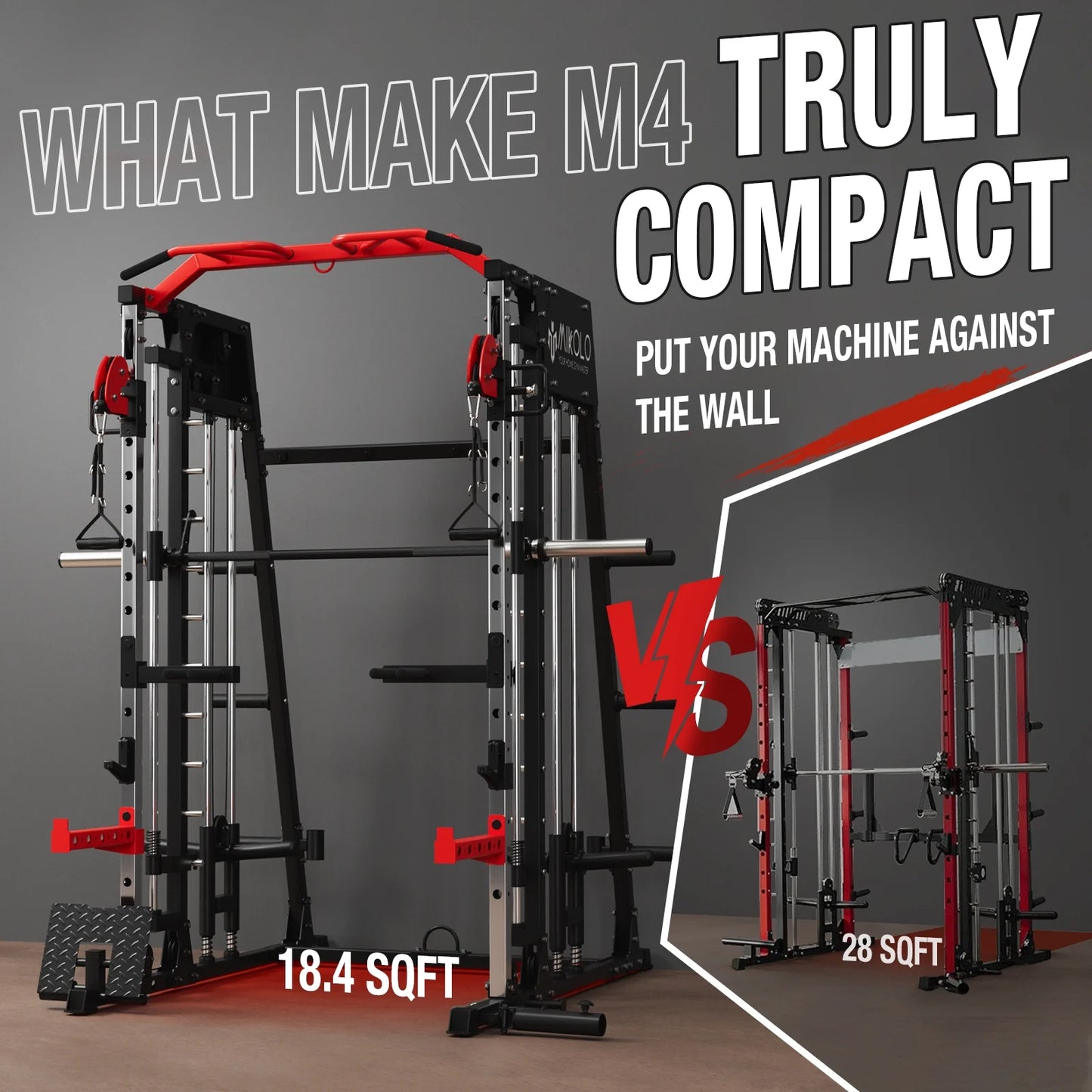 Smith Machine Home Gym, 2200 Lbs Power Rack Cage with 800 Lbs Weight Bench and Cable Crossover System, Weight Bar, 360° Landmine, Home Gym