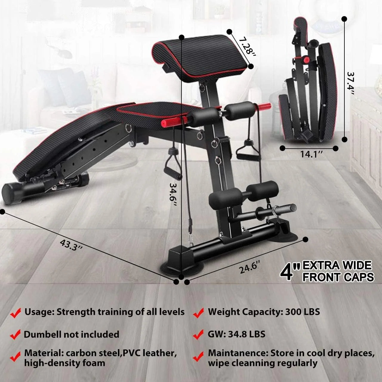 Adjustable Weight Bench Utility Workout Bench for Home Gym,Foldable Incline Decline Benches for Full Body Workout 780LB