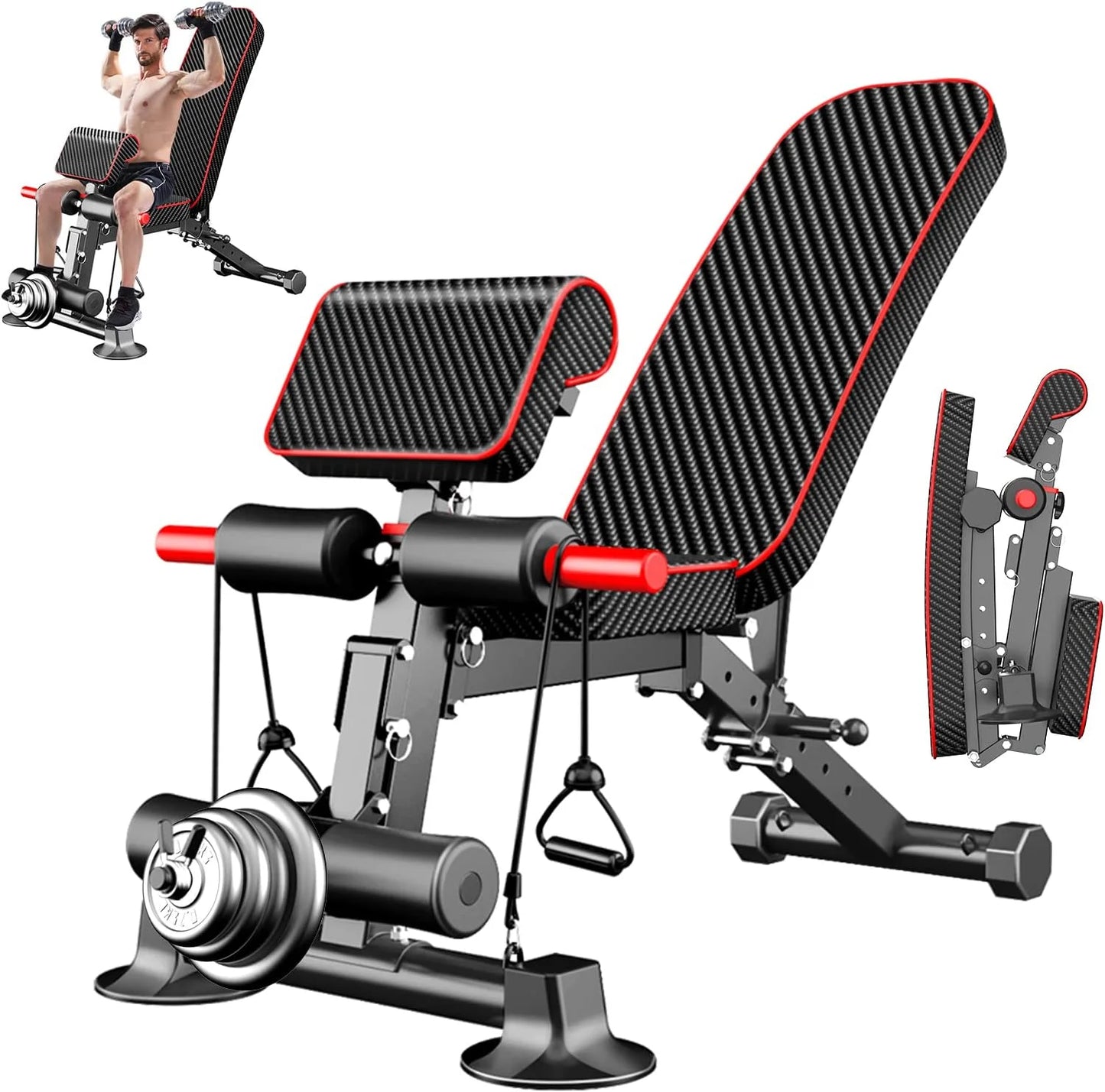 Adjustable Weight Bench Utility Workout Bench for Home Gym,Foldable Incline Decline Benches for Full Body Workout 780LB